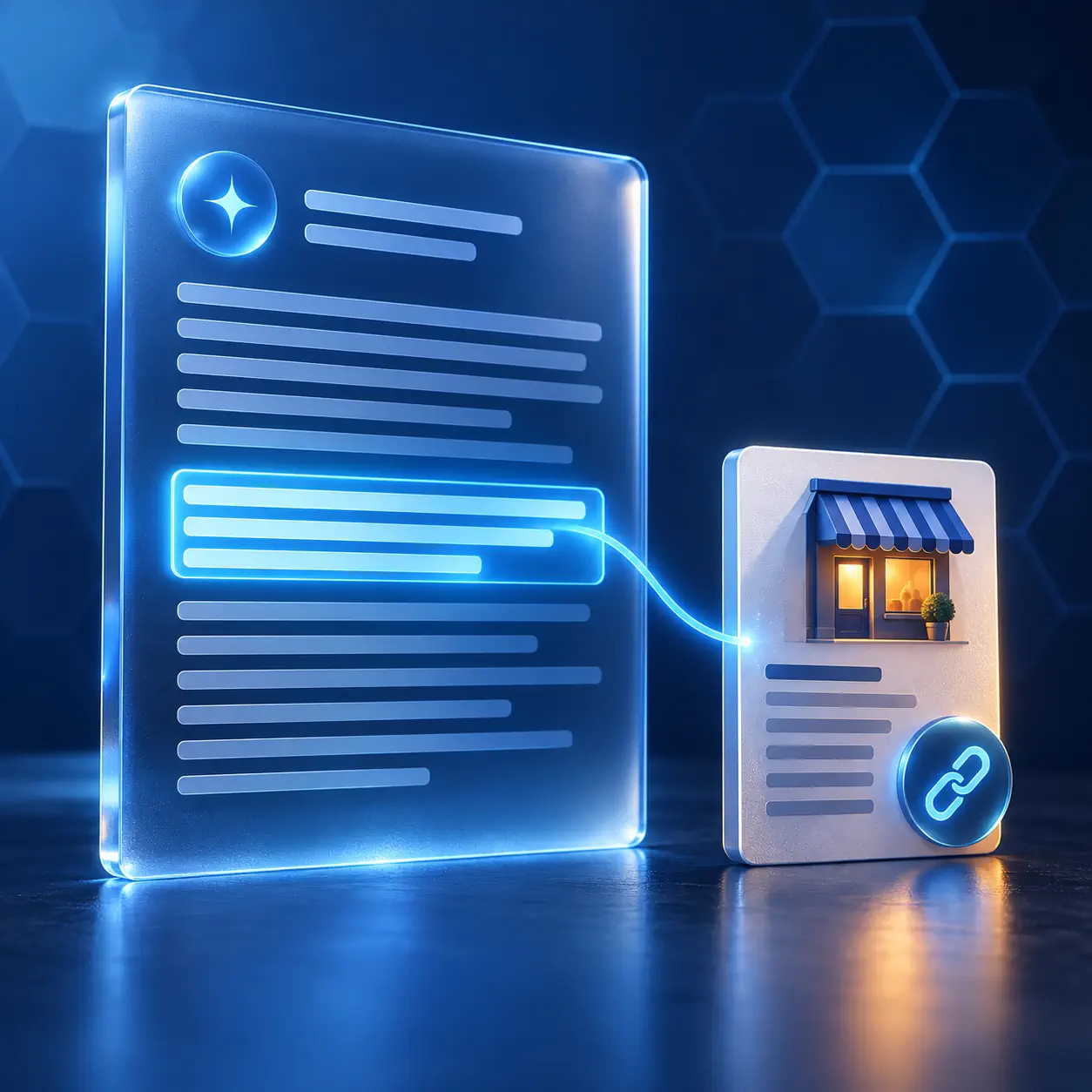 AI answer linked to a business website as its credited source.