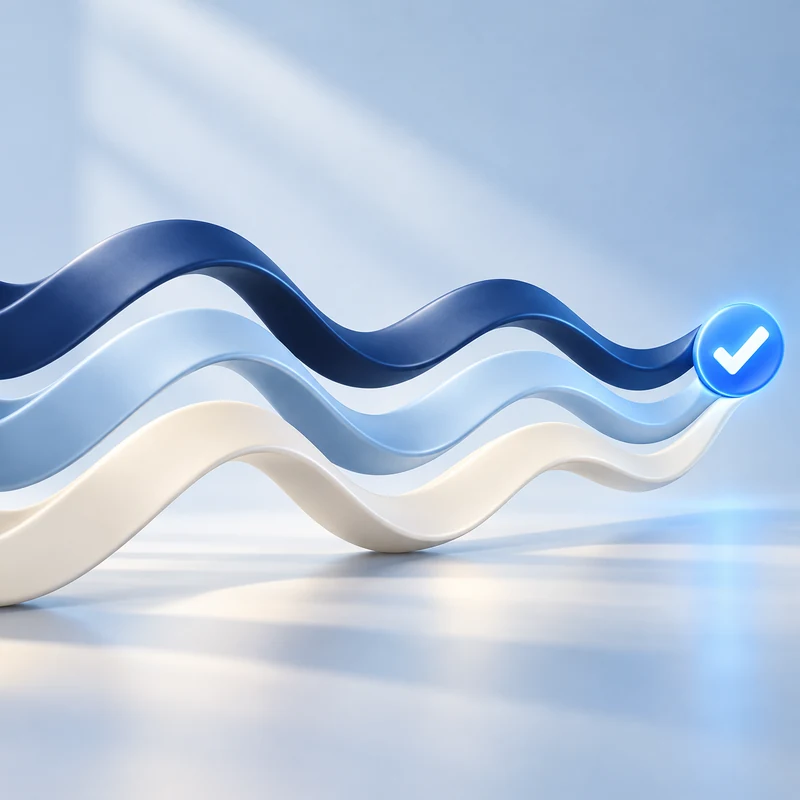 Parallel blue and ivory sentiment ribbons representing consistent customer feedback.
